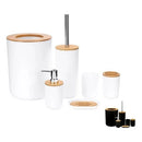Kit de Banheiro Completo com 6 ou 4 peças Lixeira com Tampa Basculante Bambu para Lavabo